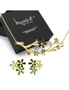 Krystal Couture Boxed Petalia Olive Green Stud Earrings and Olive Necklace Featured Swarovski® Crystals in Gold, hi-res