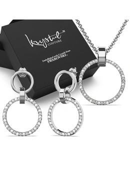 Krystal Couture Boxed Orbit Earrings & Necklace Set with Swarovski® Crystal in White Gold