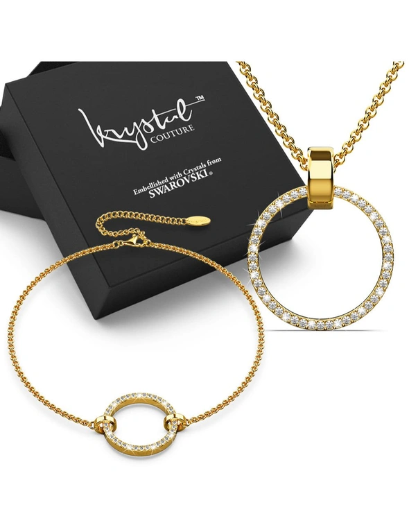 Krystal Couture Boxed Orbit Beauty Bracelet & Charm Necklace Set with Swarovski® Crystal in Gold, hi-res image number null
