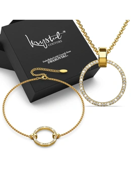 Krystal Couture Boxed Orbit Beauty Bracelet & Charm Necklace Set with Swarovski® Crystal in Gold