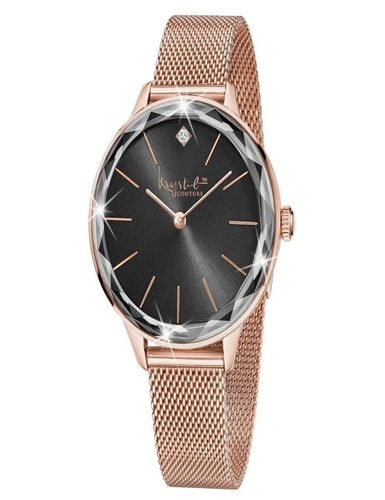 Krystal Couture Krystal Couture Geometric Mineral Glass Feat Swarovski® Crystal Watch Rose Gold Black, hi-res image number null