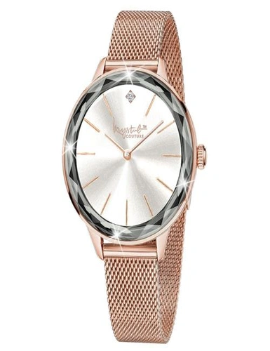 Krystal Couture Krystal Couture Geometric Mineral Glass Feat Swarovski® Crystal Watch Rose Gold White, hi-res image number null