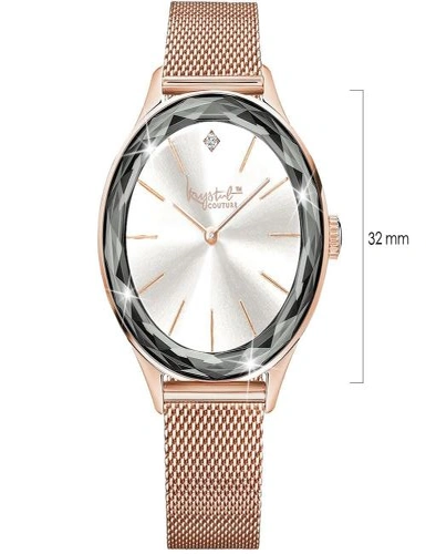 Krystal Couture Krystal Couture Geometric Mineral Glass Feat Swarovski® Crystal Watch Rose Gold White, hi-res image number null