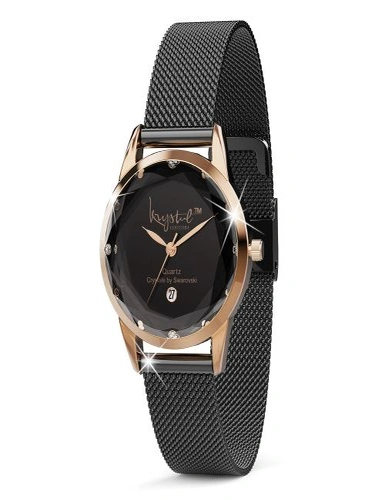 Krystal Couture Krystalline Sleek Gold on Black Watch Embellished With Swarovski® Crystals, hi-res image number null