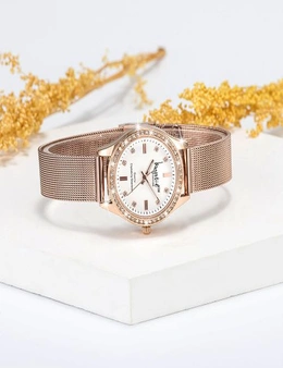 Krystal Couture Sensational Lux Rose Gold on White Watch Embellished With Swarovski® Crystals