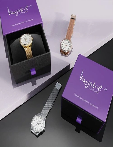 Krystal Couture Sensational Lux Rose Gold on White Watch Embellished With Swarovski® Crystals, hi-res image number null