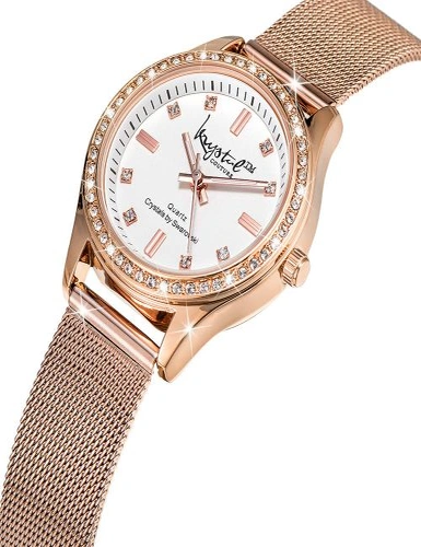 Krystal Couture Sensational Lux Rose Gold on White Watch Embellished With Swarovski® Crystals, hi-res image number null