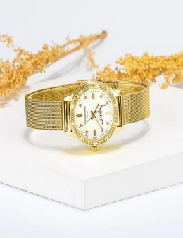 Krystal Couture Sensational Lux Gold on White Watch Embellished With Swarovski® Crystals
