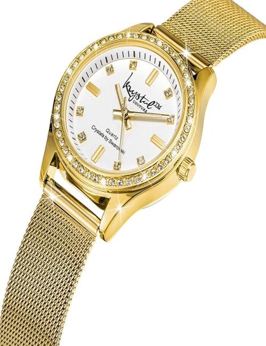 Krystal Couture Sensational Lux Gold on White Watch Embellished With Swarovski® Crystals, hi-res image number null