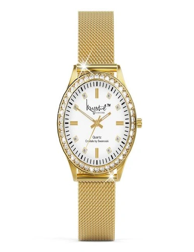 Krystal Couture Sensational Lux Gold on White Watch Embellished With Swarovski® Crystals, hi-res image number null