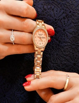 Krystal Couture Lustrous Rose Gold Pink Watch Embellished With Swarovski® crystals