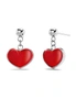 Solid 925 Sterling Silver Scarlet Heart Drop Earrings, hi-res