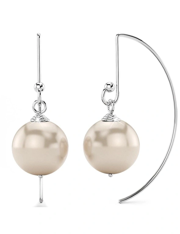 Solid 925 Sterling Silver Freshwater Pearl Drop Earrings White, hi-res image number null