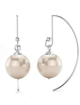 Solid 925 Sterling Silver Freshwater Pearl Drop Earrings White