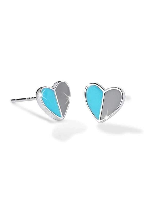 Solid 925 Sterling Silver Harmonious Turqoise Love Earrings, hi-res image number null