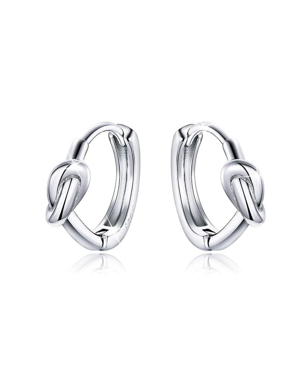 Solid 925 Sterling Silver Simplest Knot Earrings, hi-res image number null