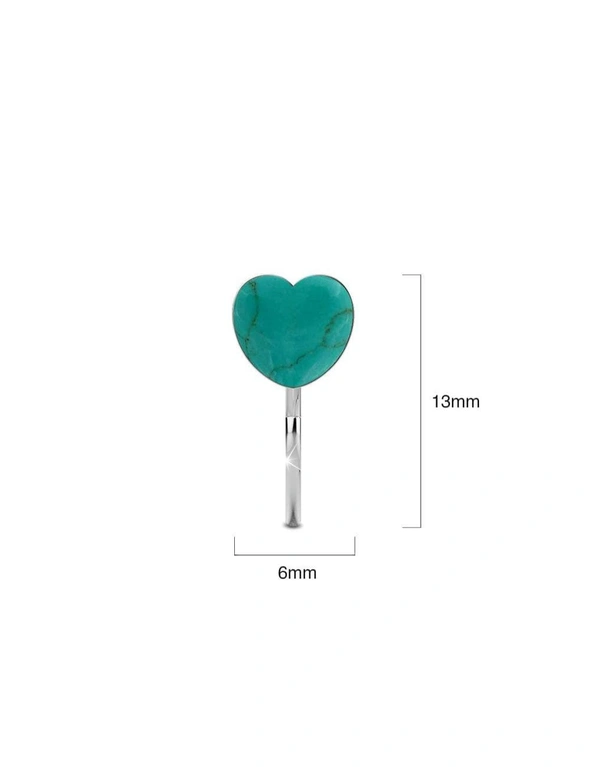 Solid 925 Sterling Silver Turquoise Blue Resin Heart Hook Earrings, hi-res image number null