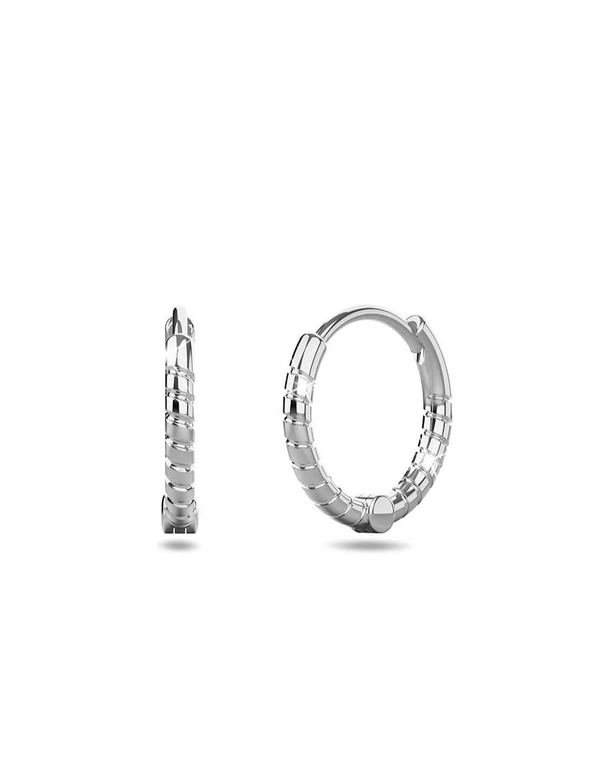Solid 925 Sterling Silver Helical Huggie Earrings 11mm Silver, hi-res image number null