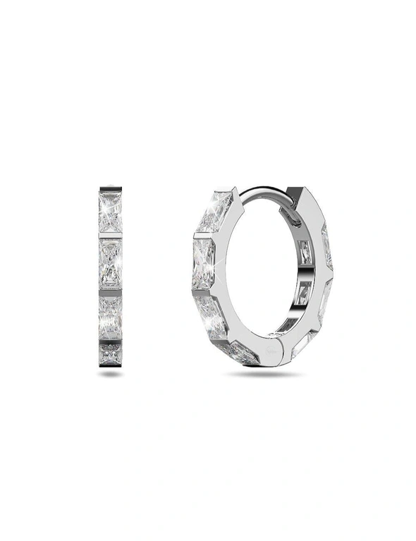 Solid 925 Sterling Silver Clove Zircon Huggie Earrings Silver, hi-res image number null