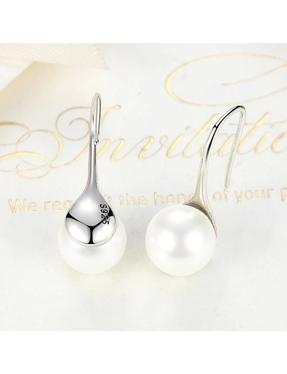 Solid 925 Sterling Silver Pearl Drop Earrings, hi-res image number null