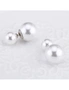 Solid 925 Sterling Silver Silver Duo Sparkle Earrings Set, hi-res