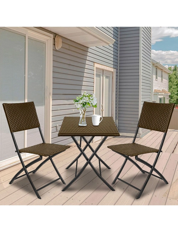 Arcadia Furniture 3 Piece Outdoor Folding Rattan Coffee Set, hi-res image number null