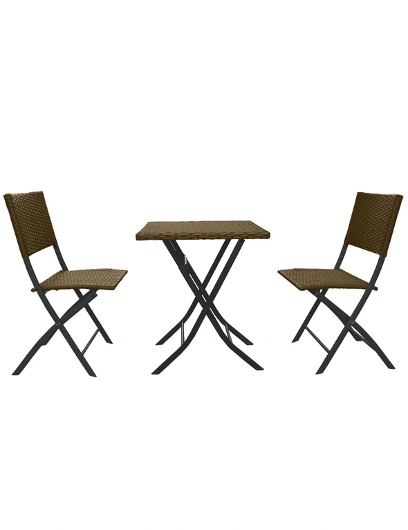 Arcadia Furniture 3 Piece Outdoor Folding Rattan Coffee Set, hi-res image number null