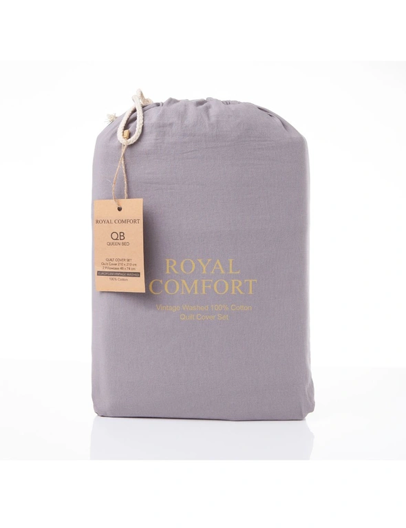 Royal Comfort Vintage Washed 100% Cotton Quilt Cover Set, hi-res image number null