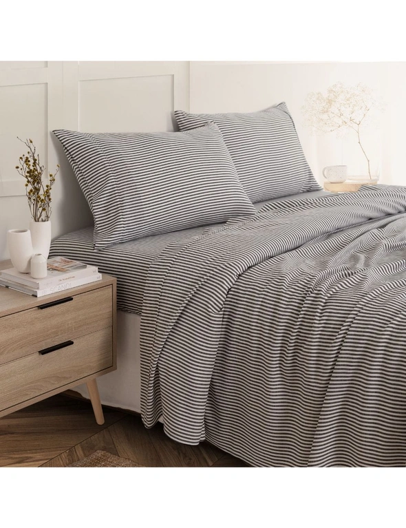 Royal Comfort Linen Blend Sheet Set with Stripe, hi-res image number null
