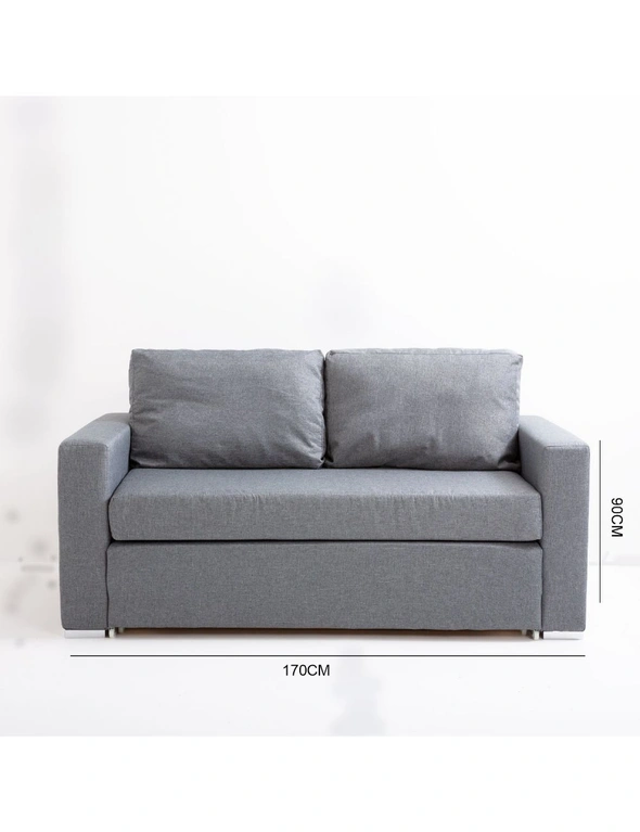 Casa Decor Selena 2 in 1 Sofa Couch Lounge Fabric Charcoal 2 Seater, hi-res image number null