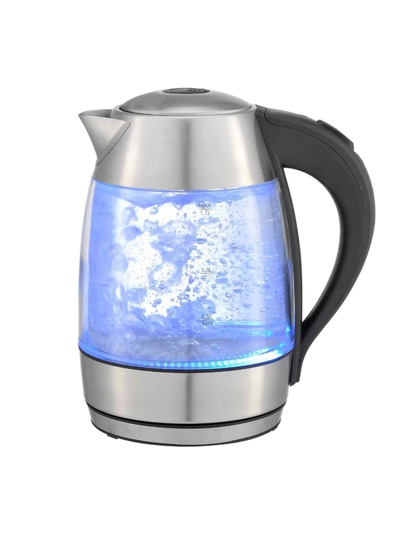 Kitchen Couture Cool Touch Slimline Stainless LED Glass Kettle, hi-res image number null