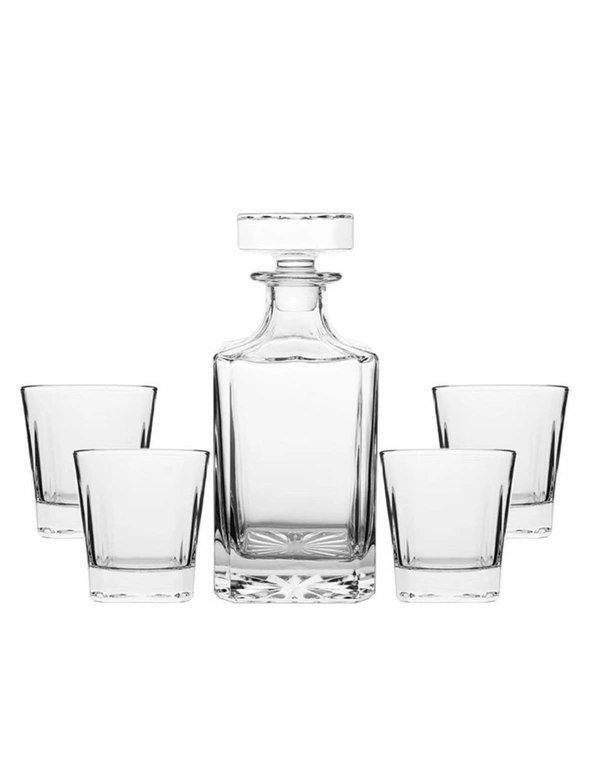 Novare Square Whiskey Decanter Bottle With 4 Whiskey Glasses Set, hi-res image number null