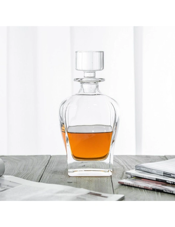 Novare Oval Whiskey Decanter Bottle With 4 Whiskey Glasses Set, hi-res image number null