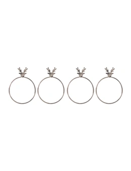 Bread and Butter Napkin Rings -  Stag Head - Silver - 4 Pack