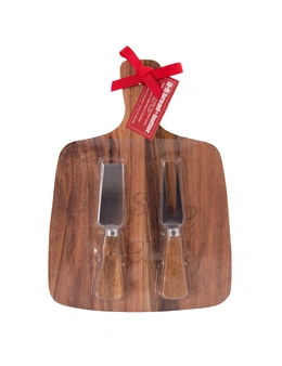 Bread and Butter Rectangle Paddle Food Board w/ 2 Cheeese Knives - Lets Be