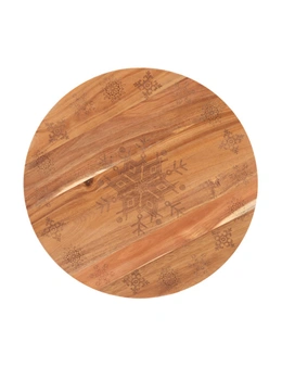 Bread and Butter 18 Inch Wooden Lazy Susan Tray - Wood Snowflake