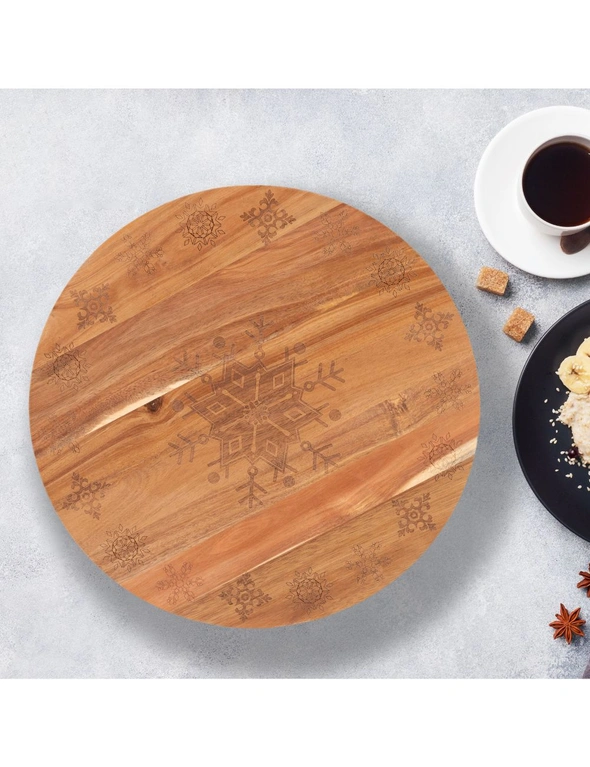 Bread and Butter 18 Inch Wooden Lazy Susan Tray - Wood Snowflake, hi-res image number null