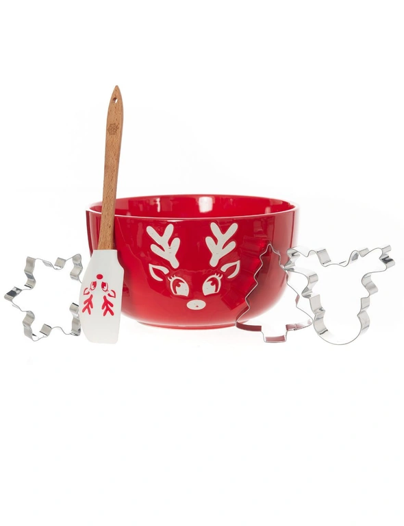 Bread and Butter Electroplate Icy Reindeer Mini Mix Bowl Set - Red, hi-res image number null