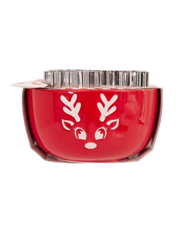 Bread and Butter Electroplate Icy Reindeer Mini Mix Bowl Set - Red, hi-res image number null