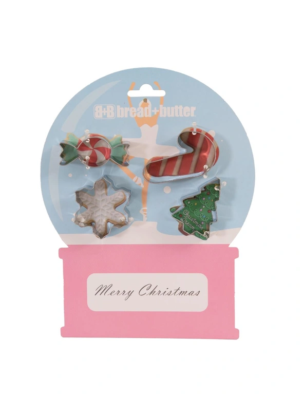 Bread and Butter Cookie Cutter - Snowglobe, Card, Tree, Candy Cane - 4 Pack, hi-res image number null
