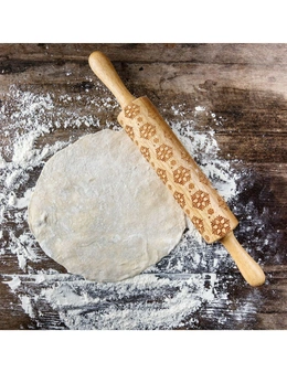Bread and Butter Laser Etch Wooden Rolling Pin - Snowflake