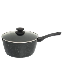Stone Chef Forged Saucepan With Lid Cookware Kitchen Black Grey Handle 20cm