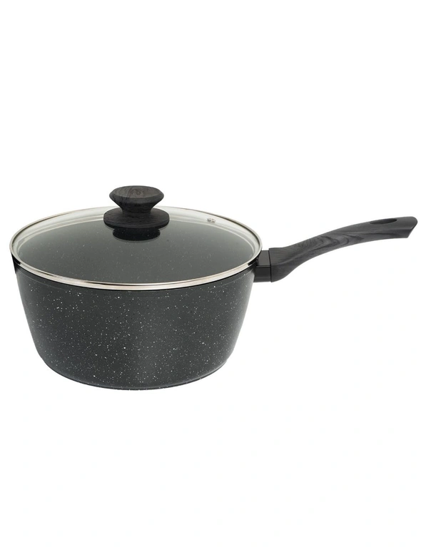 Stone Chef Forged Saucepan With Lid Cookware Kitchen Black Grey Handle 20cm, hi-res image number null
