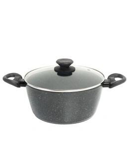 Stone Chef Forged Casserole With Lid Cookware Kitchen Black Grey Handle 24cm