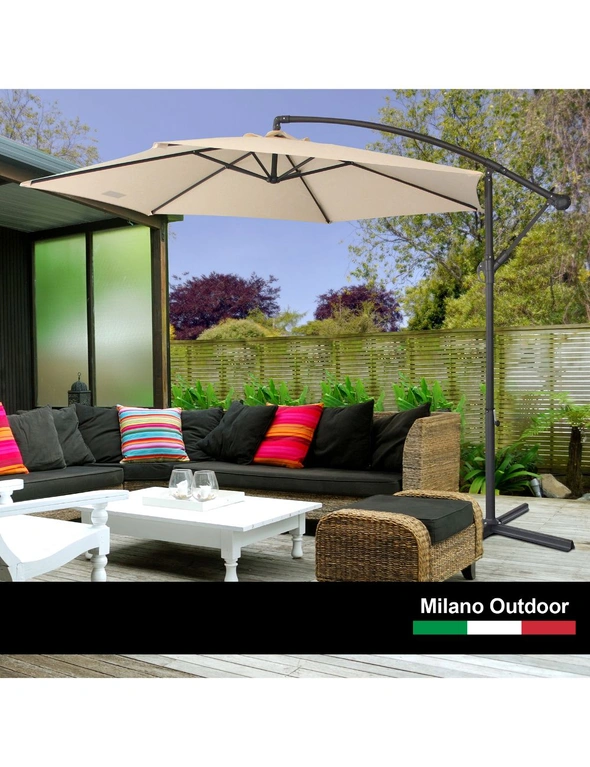 Milano Outdoor 3 Metre Cantilever Umbrella With Bonus Cover, hi-res image number null