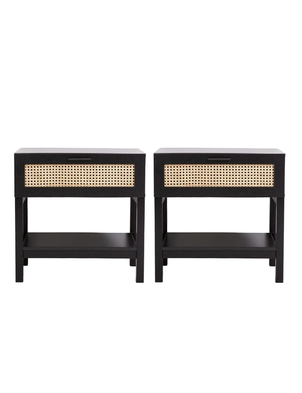 Casa Decor Tulum Rattan Bedside Table Drawers Table Nightstand Cabinet x 2, hi-res image number null