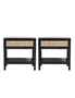 Casa Decor Tulum Rattan Bedside Table Drawers Table Nightstand Cabinet x 2, hi-res