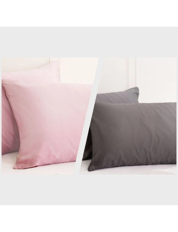 Royal Comfort Mulberry Silk Pillowcase Combo - 2 x Twin Packs Lilac + Charcoal, hi-res image number null