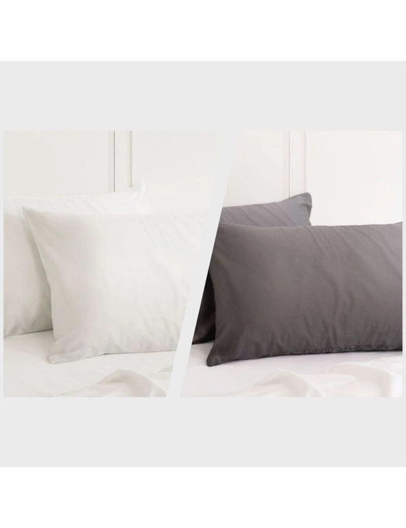 Royal Comfort Mulberry Silk Pillowcase Combo - 2 x Twin Packs Ivory + Charcoal, hi-res image number null