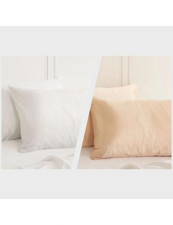 Royal Comfort Mulberry Silk Pillowcase Combo - 2 x Twin Packs Ivory + Champagne Pink, hi-res image number null